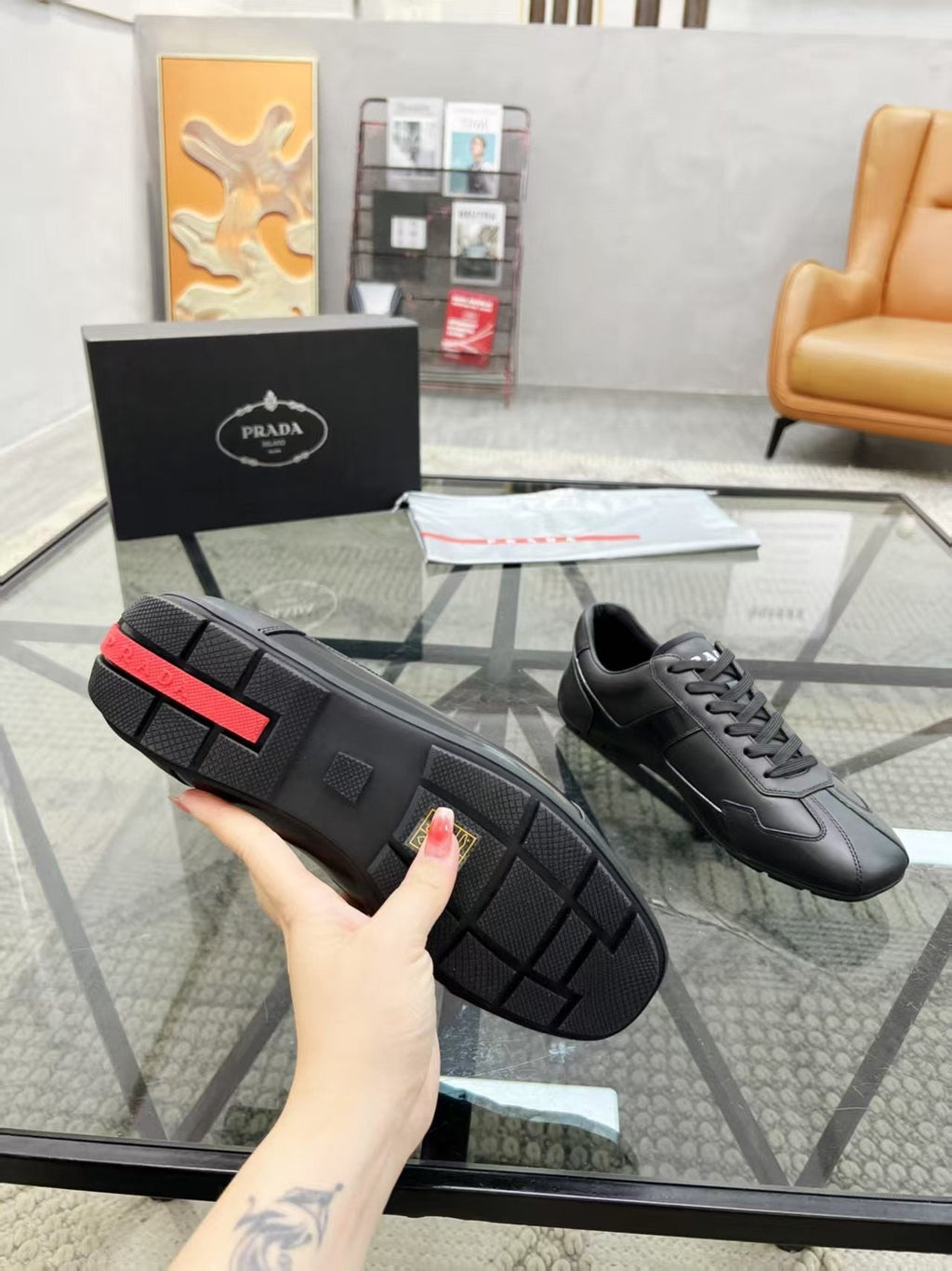 Prada Men's Panel Lace-Up Sneakers
